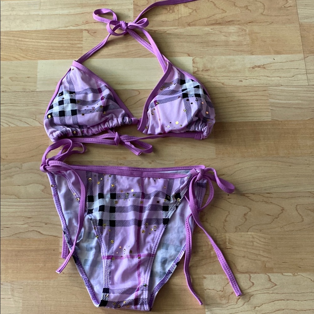 Purple Plaid Bikini Set